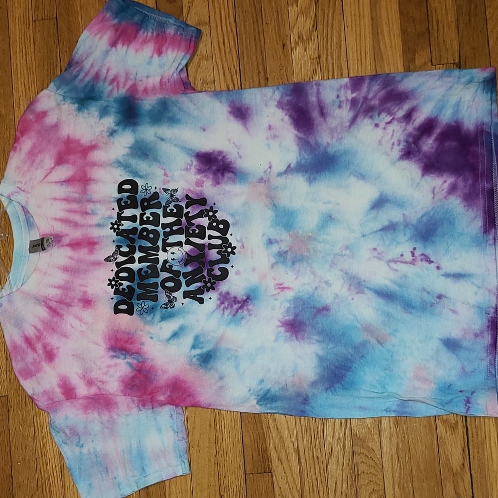 Dedicated member of the anxiety club tie dye shirt